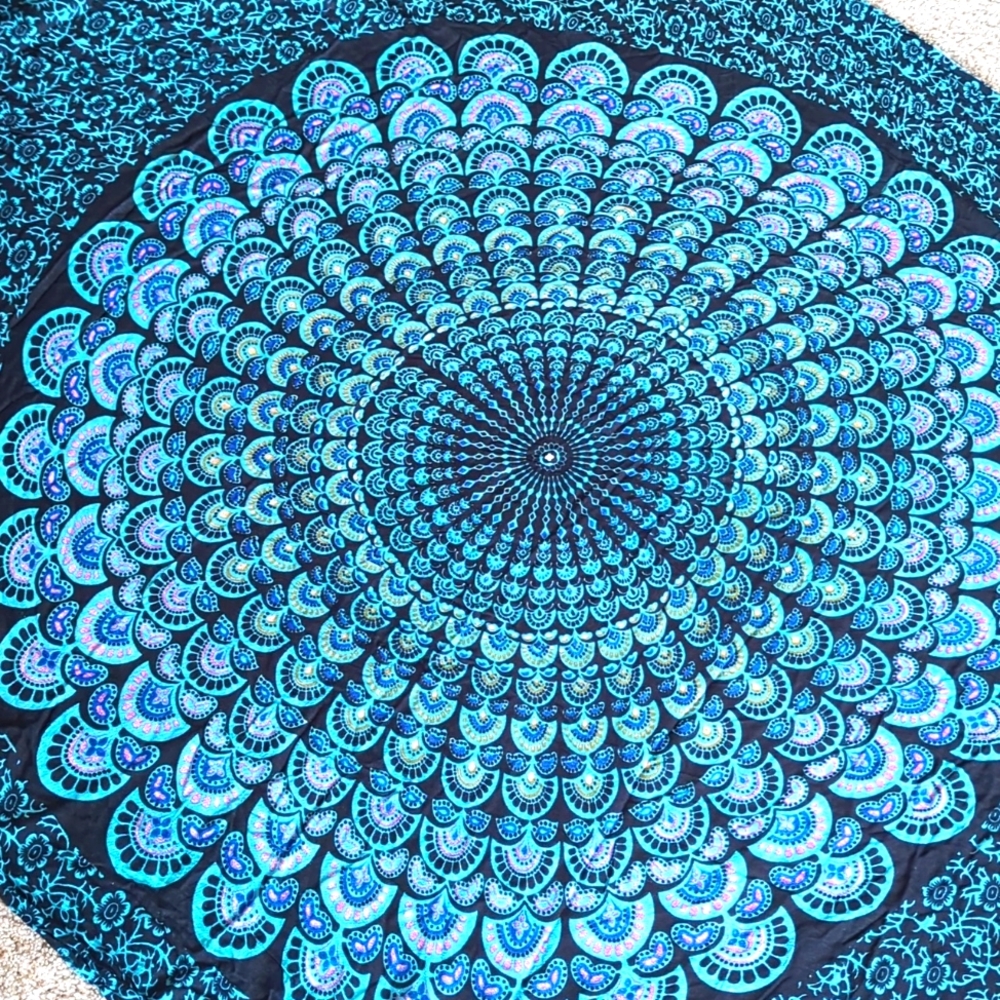 NWT Black and Blue Mandala Scarf/Wall Hanging 🌀